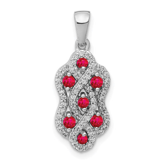 14k white gold 1 4ct real diamond and 32 ruby fancy twist pendant pm3845 ru 025 wa