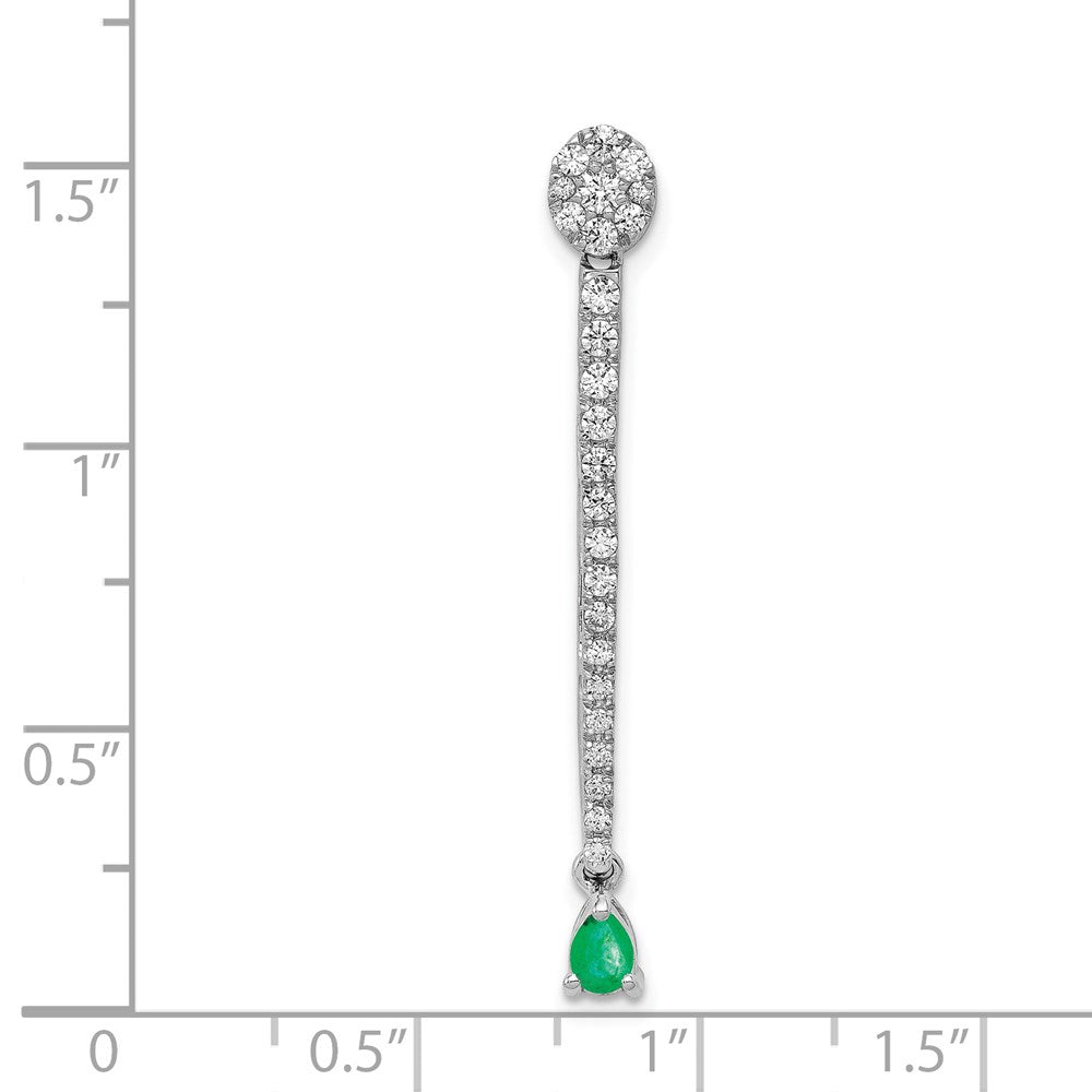 14k white gold real diamond teardrop emerald fancy pendant pm3882 em 060 wa