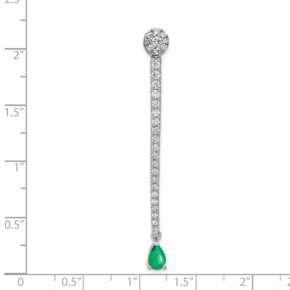 14k white gold real diamond teardrop emerald fancy pendant pm3882 em 100 wa