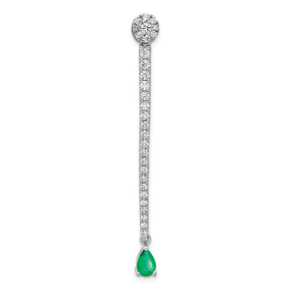 14k white gold real diamond teardrop emerald fancy pendant pm3882 em 100 wa