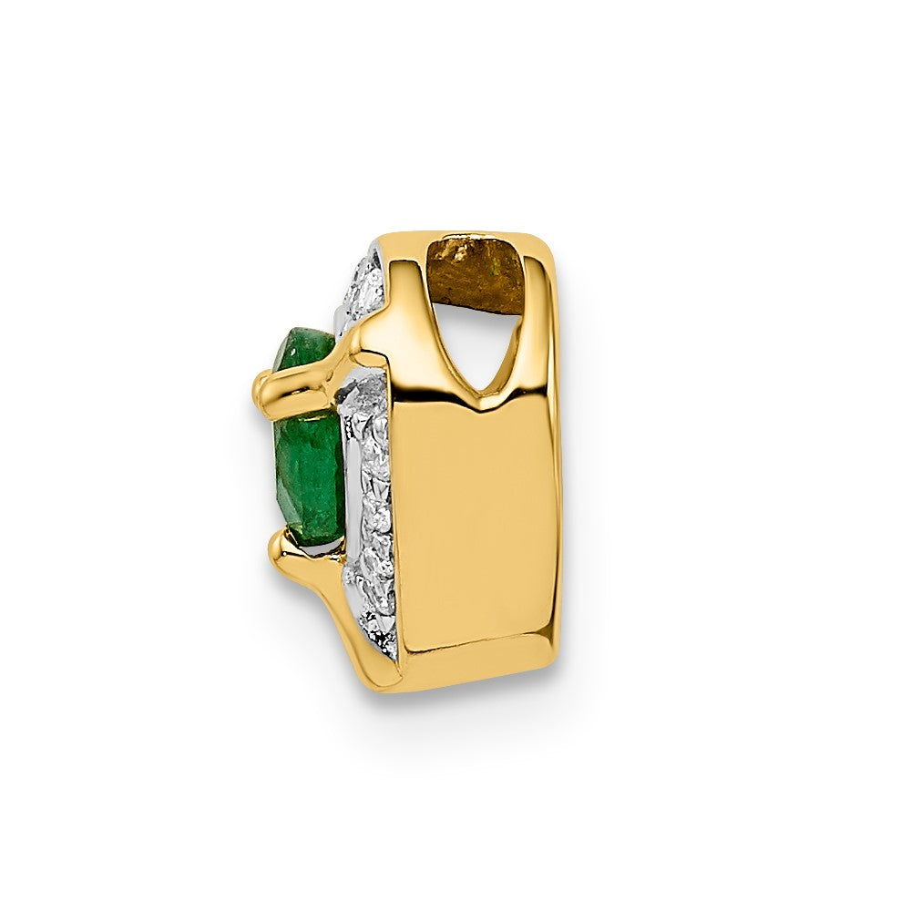 14k yellow gold real diamond and emerald fancy heart pendant pm3921 em 005 ya
