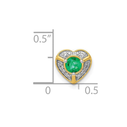 14k yellow gold real diamond and emerald fancy heart pendant pm3921 em 005 ya