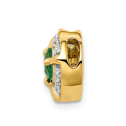 14k yellow gold real diamond and emerald fancy heart pendant pm3921 em 011 ya