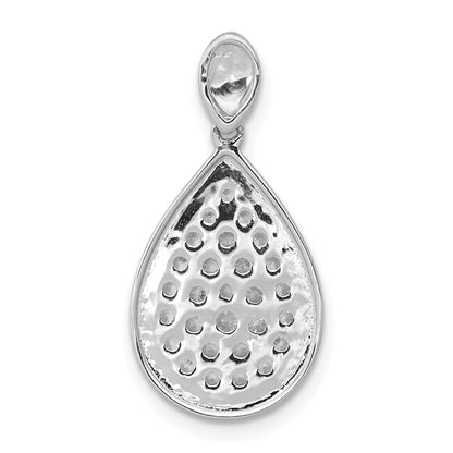 Solid 14k White Gold 1/2ct. Simulated CZ Fancy Teardrop Pendant