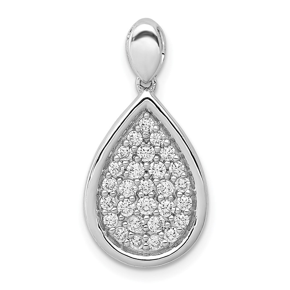 Solid 14k White Gold 1/2ct. Simulated CZ Fancy Teardrop Pendant