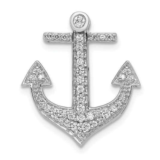 14k white gold 1 4ct real diamond anchor chain slide pm4054 025 wa