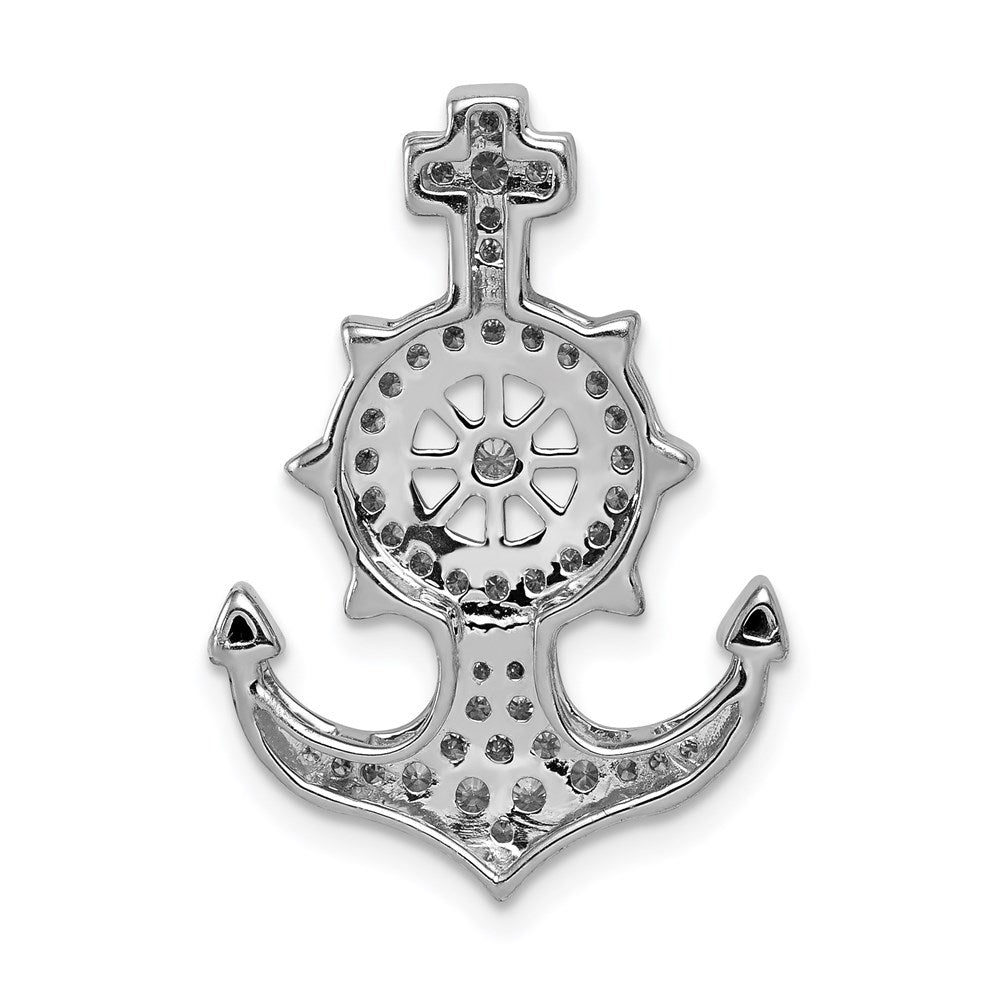 14k white gold real diamond mariners anchor chain slide pm4055 025 wa