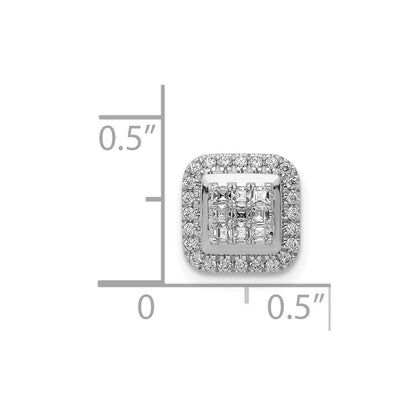 Solid 14k White Gold 1/4ct. Simulated CZ Square Cluster Pendant