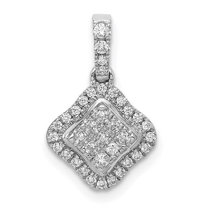 14k white gold 1 4ct real diamond cluster pendant pm4370 025 wa