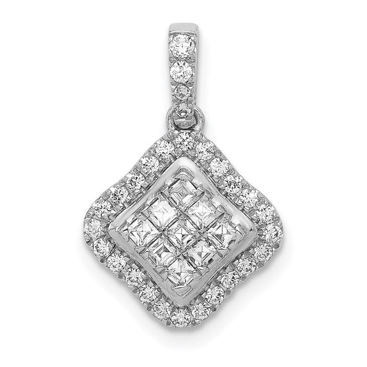 14k white gold 1 2ct real diamond cluster pendant pm4370 050 wa
