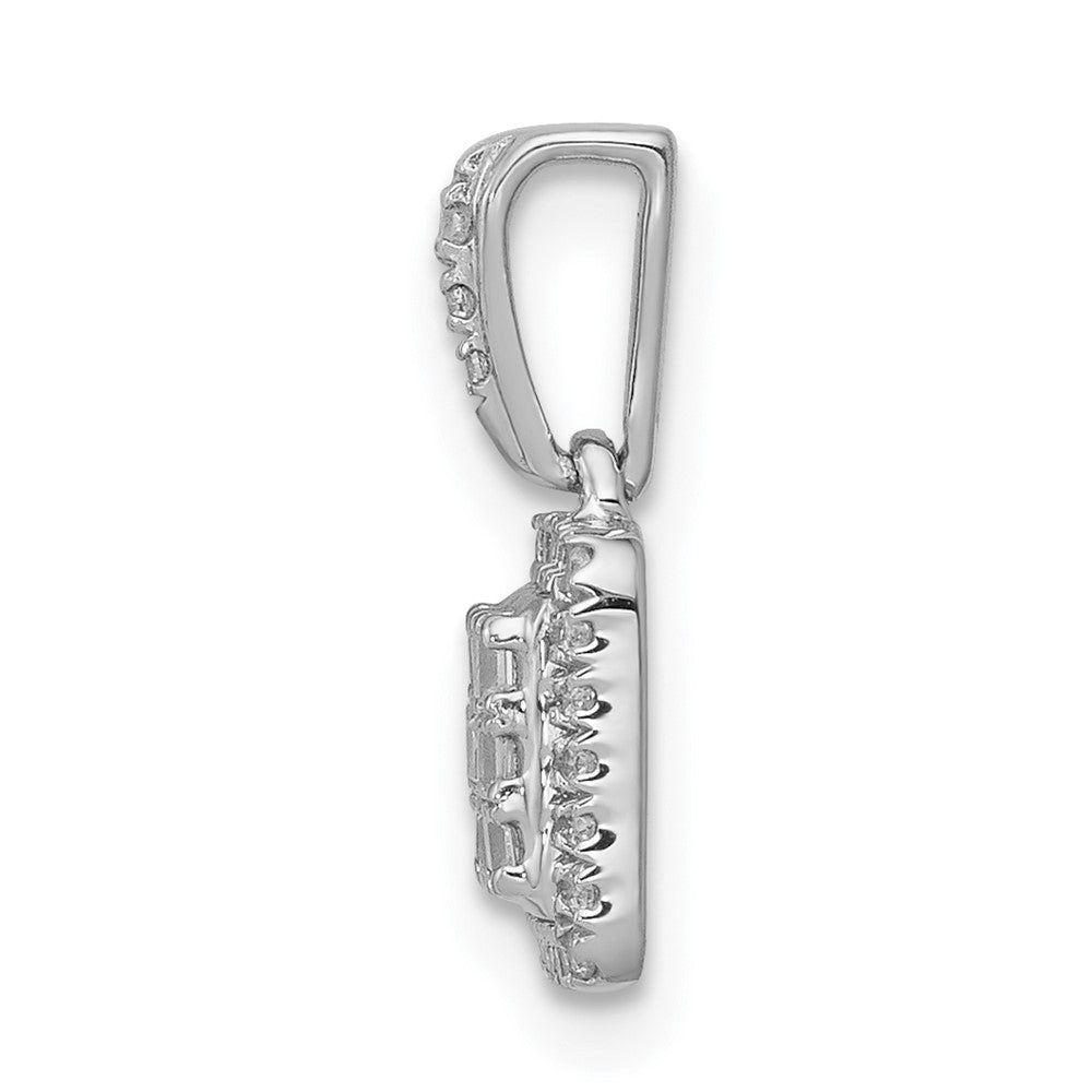 Solid 14k White Gold 1/4ct. Simulated CZ Square Cluster Pendant