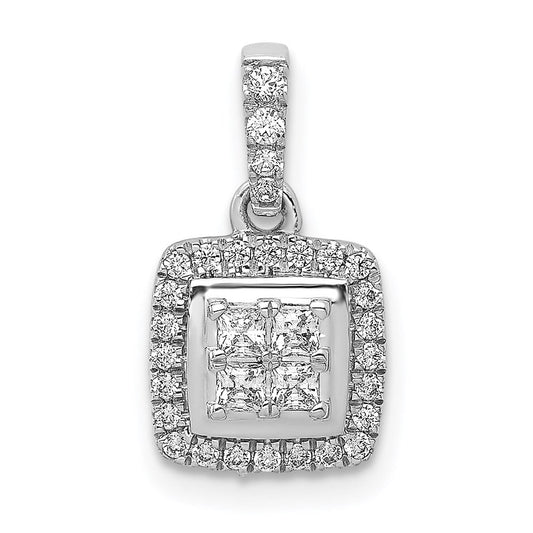 14k white gold 1 3ct real diamond square cluster pendant pm4372 033 wa