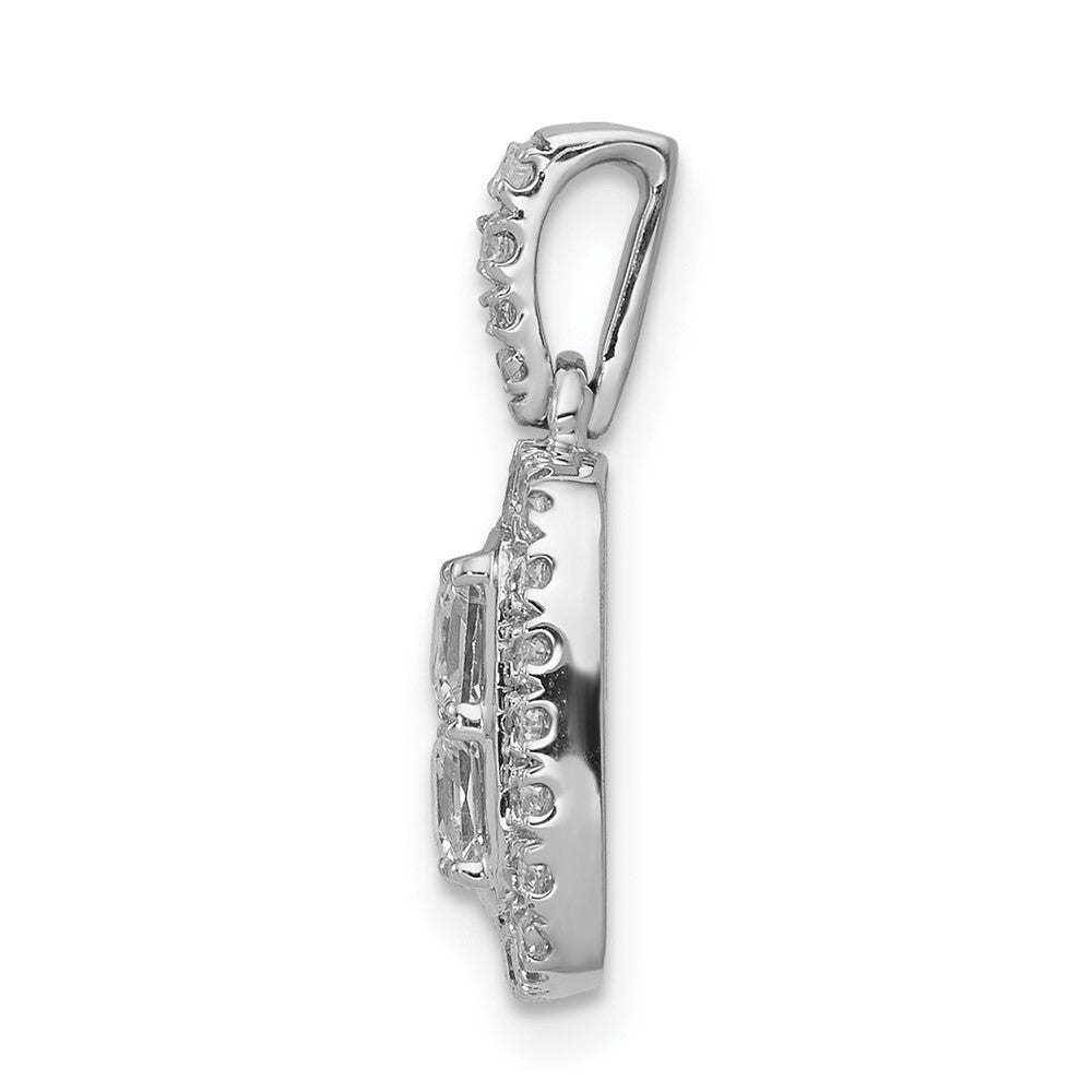 Solid 14k White Gold 1ct. Simulated CZ Square Cluster Pendant