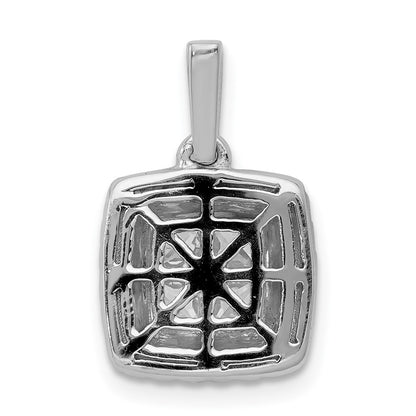 Solid 14k White Gold 1ct. Simulated CZ Square Cluster Pendant