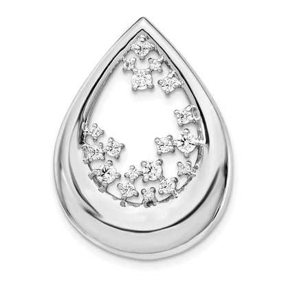 Solid 14k White Gold 1/2ct. Simulated CZ Fancy Teardrop Pendant