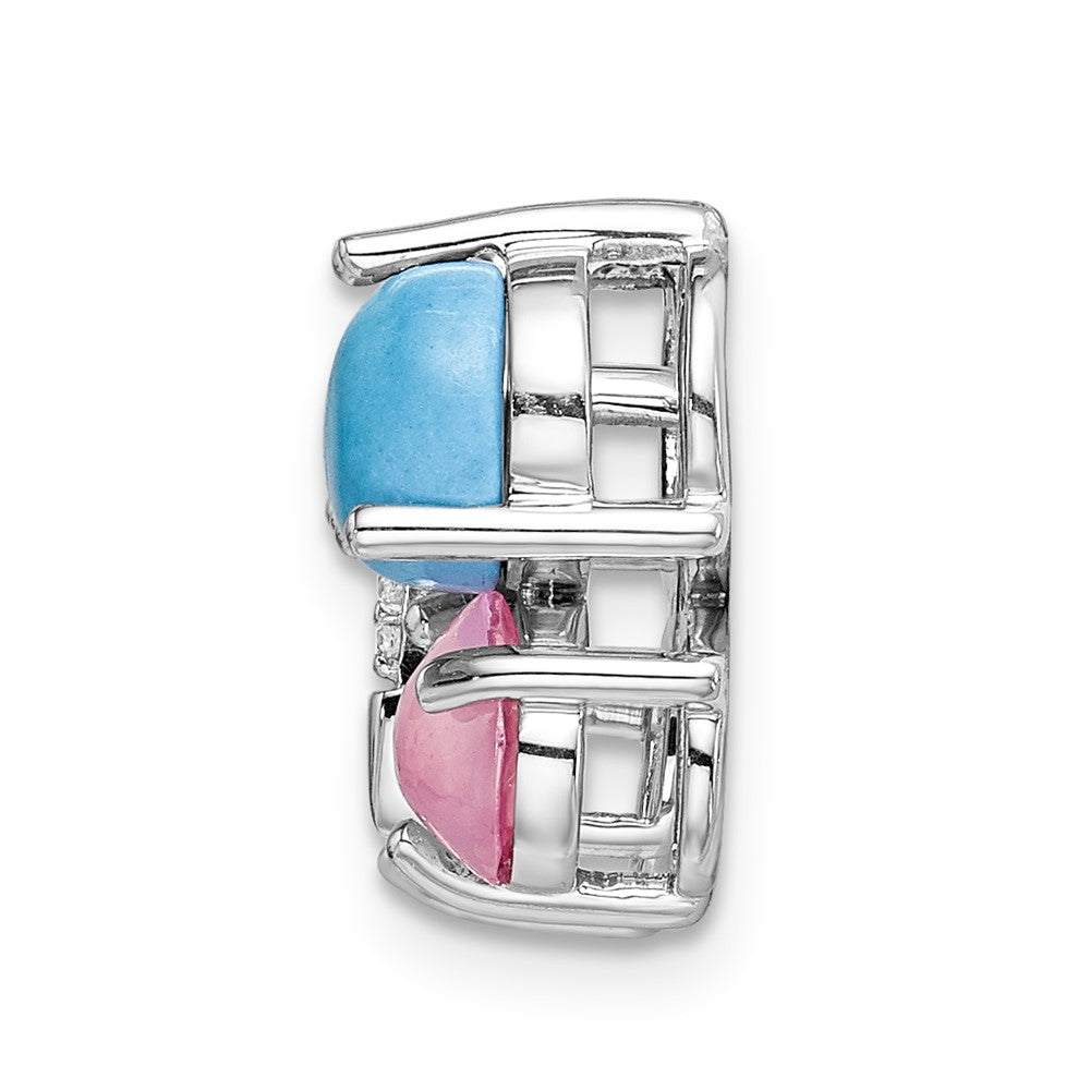 14k white gold real diamond cabochon turquoise rose quartz butterfly pendant pm4390 002 wa