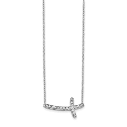 14k white gold real diamond sideways cross 18in necklace pm4691 010 wa