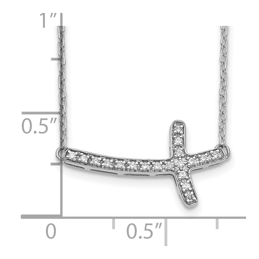 14k white gold real diamond sideways cross 18in necklace pm4691 010 wa