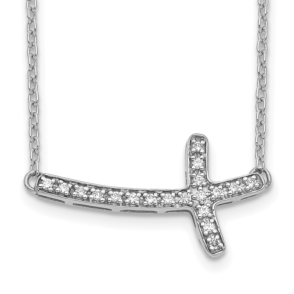 14k white gold real diamond sideways cross 18in necklace pm4691 010 wa