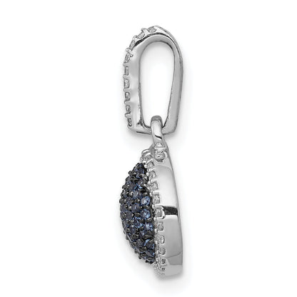 Solid 14k White Gold White/Blue Simulated CZ Circle Cluster Pendant