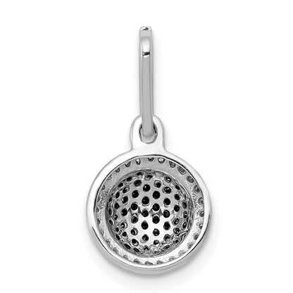 Solid 14k White Gold White/BlacK Simulated CZ Circle Cluster Pendant