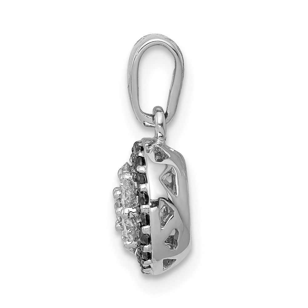 14k white gold 1 4ct black white real diamond circle cluster pendant pm4742 bk 025 wa