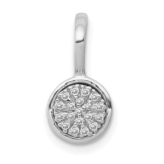 Solid 14k White Gold 1/10ct. Simulated CZ Circle Cluster Pendant