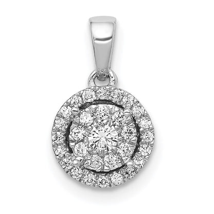 14k white gold 1 4ct real diamond round halo cluster pendant pm4745 025 wa