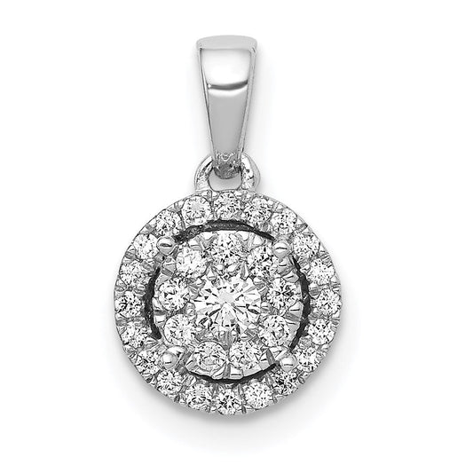 14k white gold 1 4ct real diamond round halo cluster pendant pm4745 025 wa