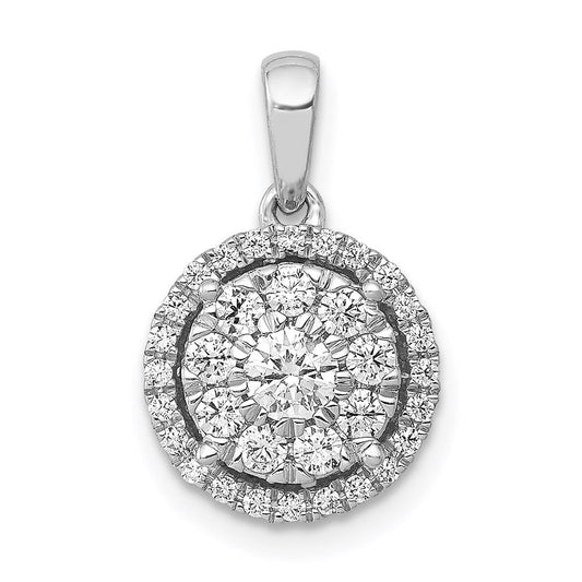 14k white gold 1 2ct real diamond round halo cluster pendant pm4745 050 wa