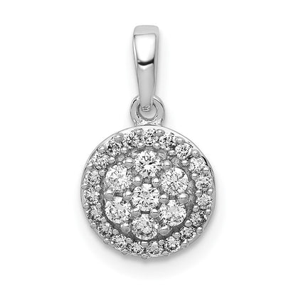 Solid 14k White Gold 1/4ct. Simulated CZ Round Halo Cluster Pendant