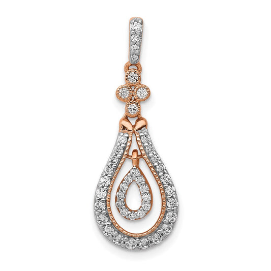 14k rose gold 1 3ct real diamond double teardrop dangle pendant pm4792 033 ra