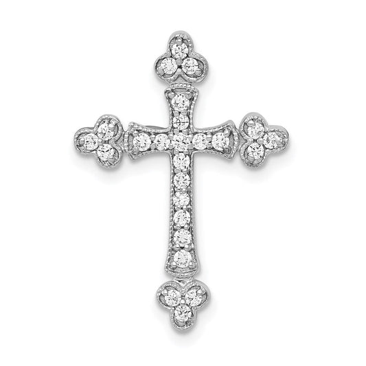 14k white gold 1 4ct real diamond budded cross chain slide pm5070 025 wa