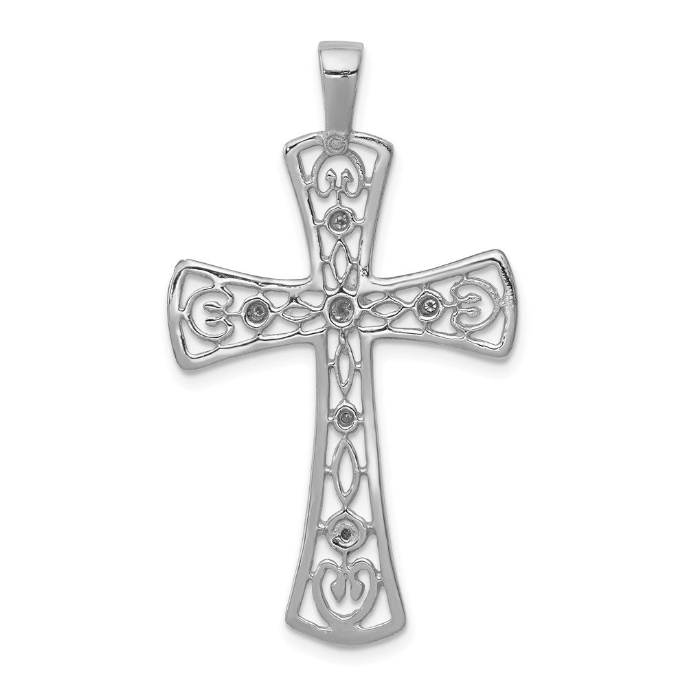 14k white gold aa real diamond cross pendant pm5083 010 wa