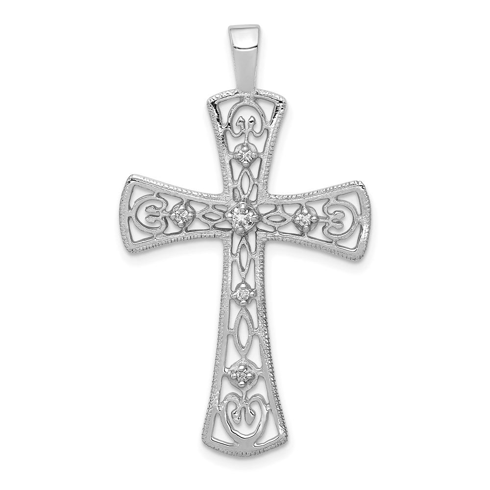 14k white gold aa real diamond cross pendant pm5083 010 wa