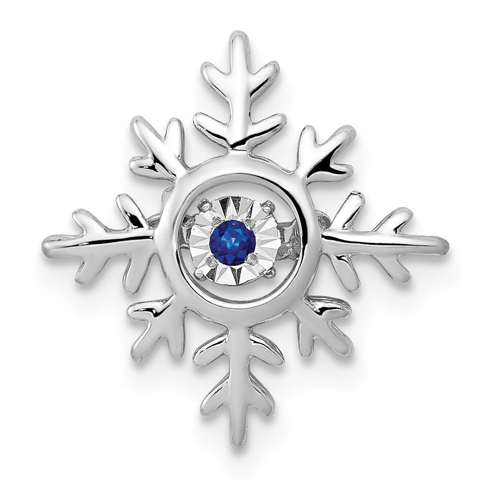 14k white gold vibrant moving sapphire snowflake pendant pm5165 sa w