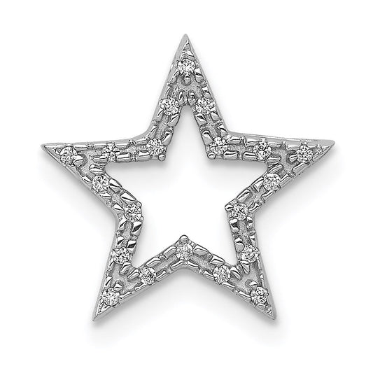 14k white gold small real diamond star chain slide pendant pm5179 005 wa