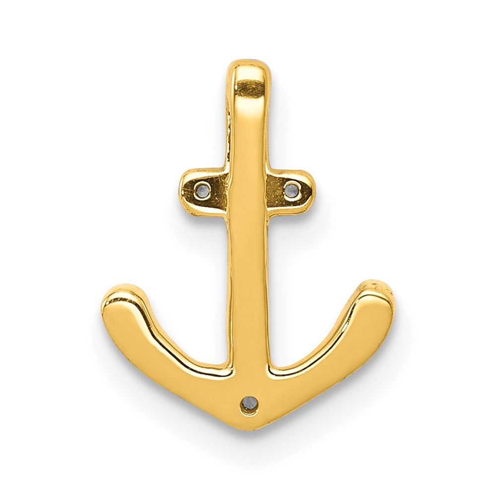 Solid 14k White Gold 1/10ct. Simulated CZ Anchor Chain Slide