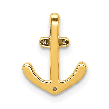 Solid 14k White Gold 1/10ct. Simulated CZ Anchor Chain Slide