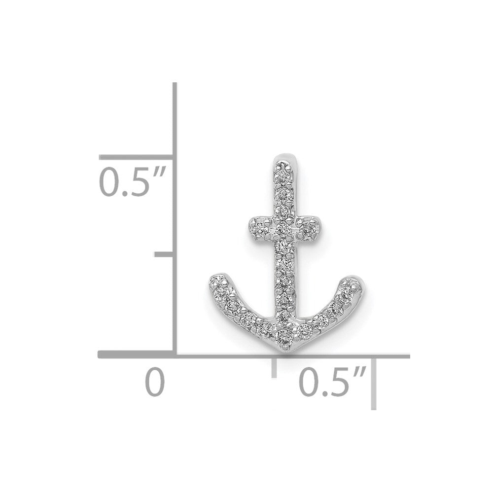 Solid 14k White Gold 1/10ct. Simulated CZ Anchor Chain Slide