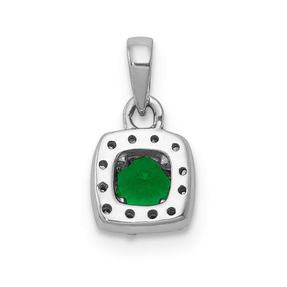 14k white gold real diamond and 20 emerald square halo pendant pm5248 em 010 wa