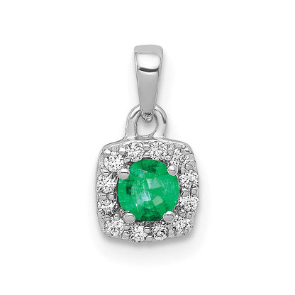 14k white gold real diamond and 20 emerald square halo pendant pm5248 em 010 wa