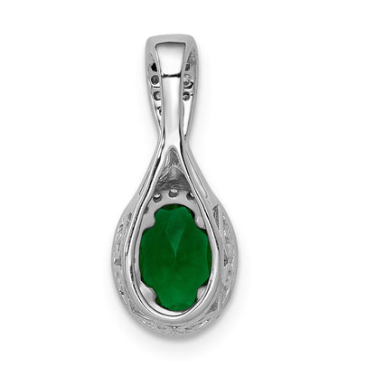 14k white gold real diamond and oval emerald halo pendant pm5250 em 013 wa