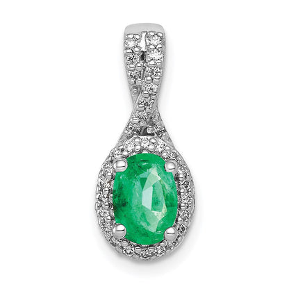 14k white gold real diamond and oval emerald halo pendant pm5250 em 013 wa