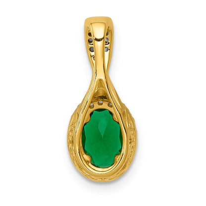 14k yellow gold real diamond and oval emerald halo pendant pm5250 em 013 ya