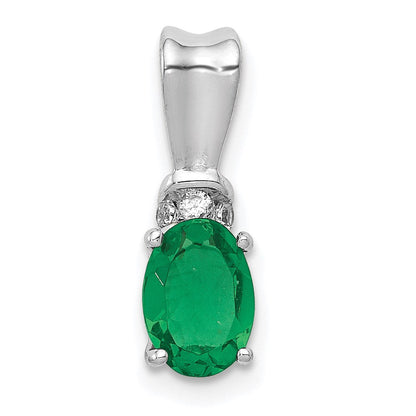 14k white gold real diamond and oval emerald pendant pm5251 em 005 wa