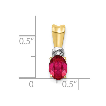 10k yellow gold w rhodium real diamond and 66 oval ruby pendant pm5251 ru 005 1ya