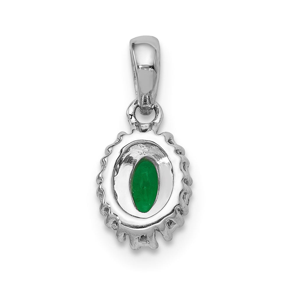 14k white gold real diamond and oval emerald halo pendant pm5252 em 010 wa