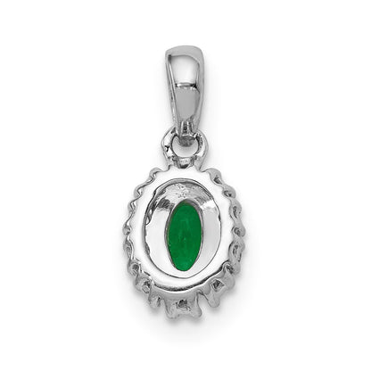 14k white gold real diamond and oval emerald halo pendant pm5252 em 010 wa