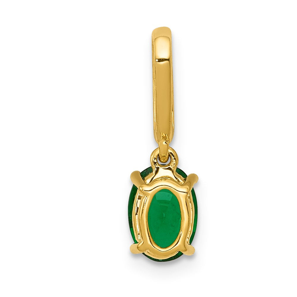 14k yellow gold real diamond and oval emerald pendant pm5253 em 003 ya